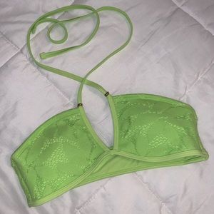 AERIE Lace Bandeau Bikini Top- Lime Green
